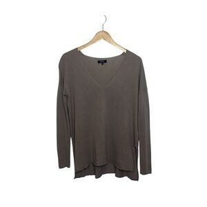 Aritzia Babaton Women's Small Sand Beige Linen Wool Blend V Neck Knit Sweater